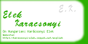 elek karacsonyi business card