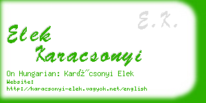 elek karacsonyi business card